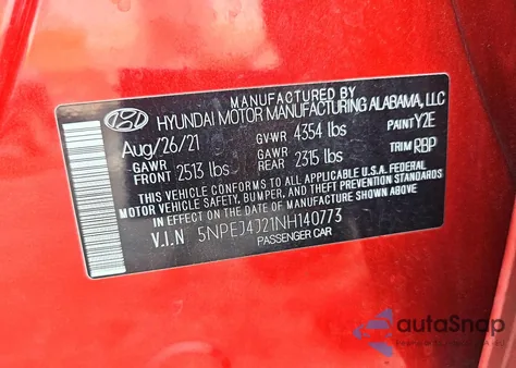 2022 Hyundai Sonata Sel Plus z USA, uszkodzony, nr VIN 5NPEJ4J21NH140773